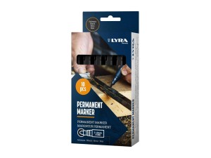 Μαρκαδόρος ανεξίτηλος 10τεμ. μαύρος, στρογγυλή μύτη